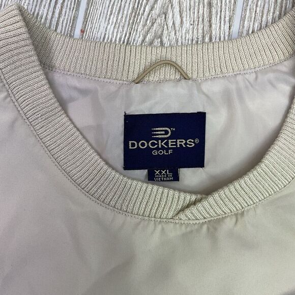 Vintage Dockers Golf Men's Size XXL 2XL Tan Black Pullover Jacket Windbreaker - Picture 8 of 10